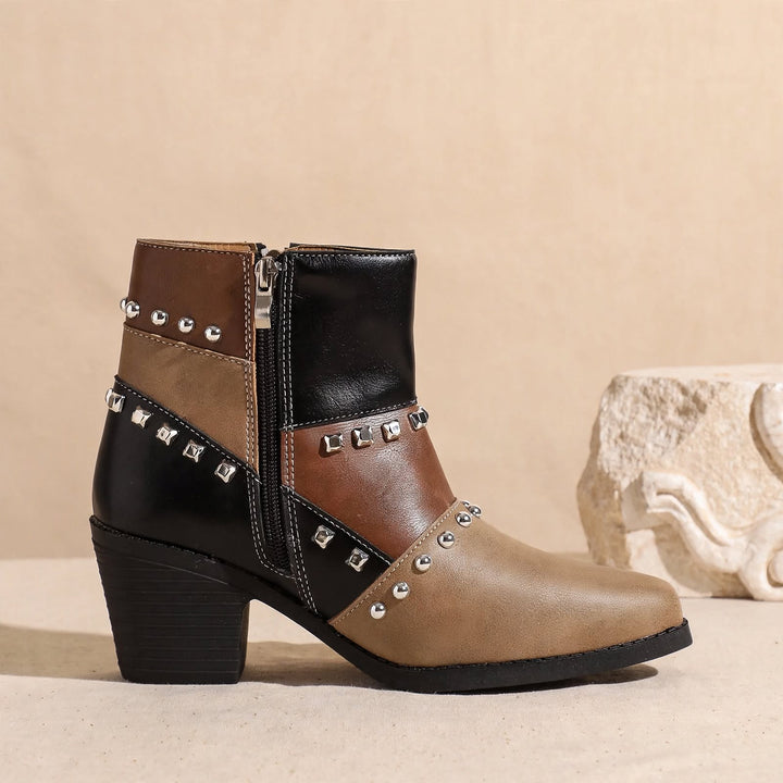 Jolene Studded Patchwork Boots