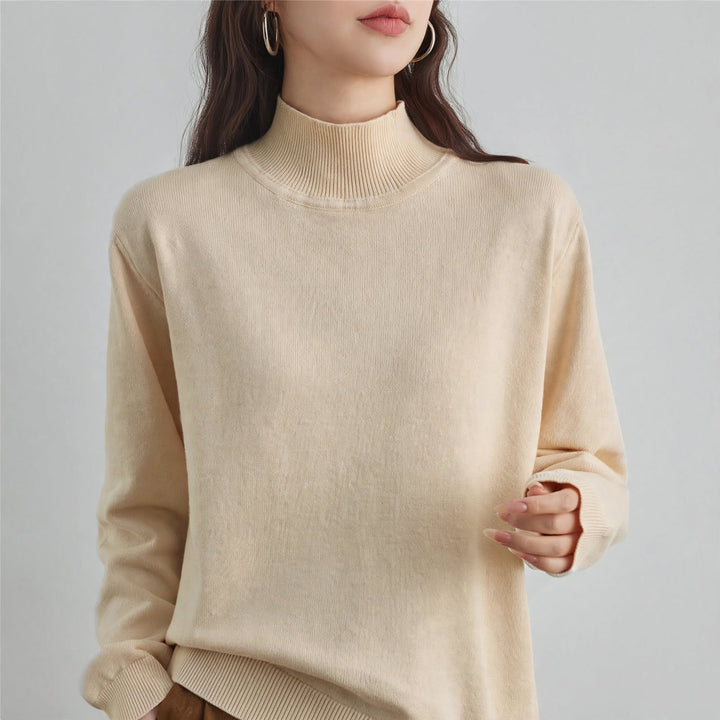 Neve Cotton Mock-Neck Sweater