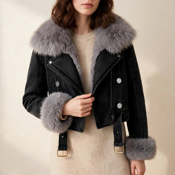 Cosima Fur-Lined Denim Coat