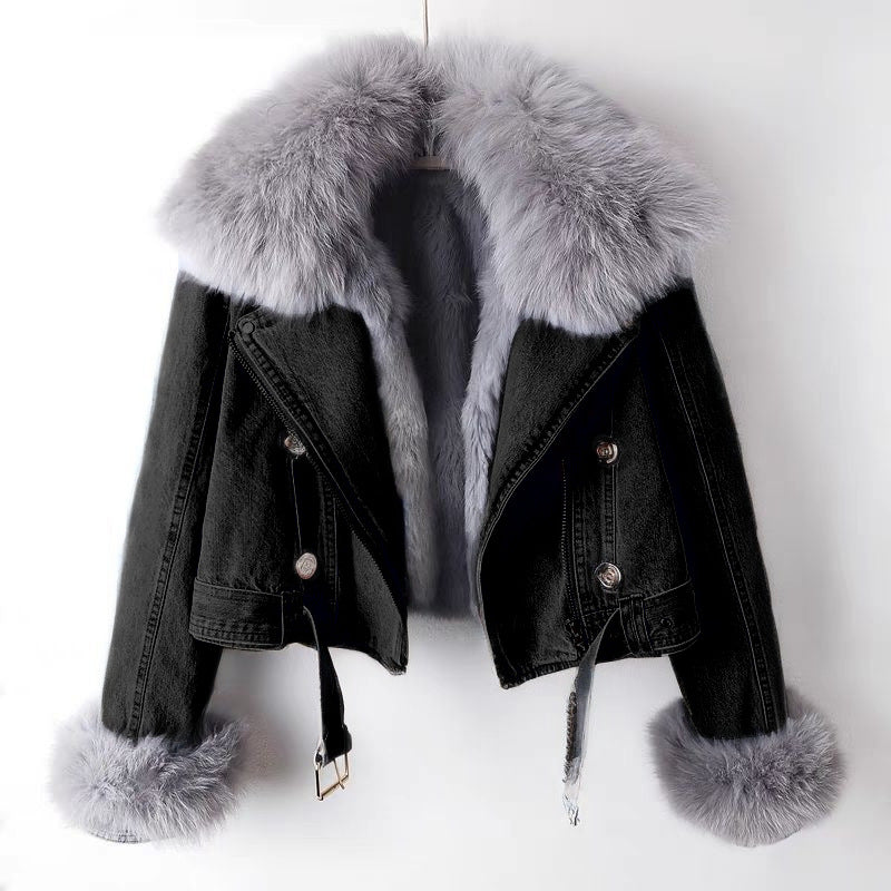 Cosima Fur-Lined Denim Coat