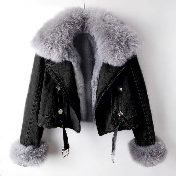 Cosima Fur-Lined Denim Coat