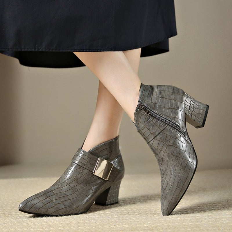 Liviana Croc-Embossed Ankle Boots