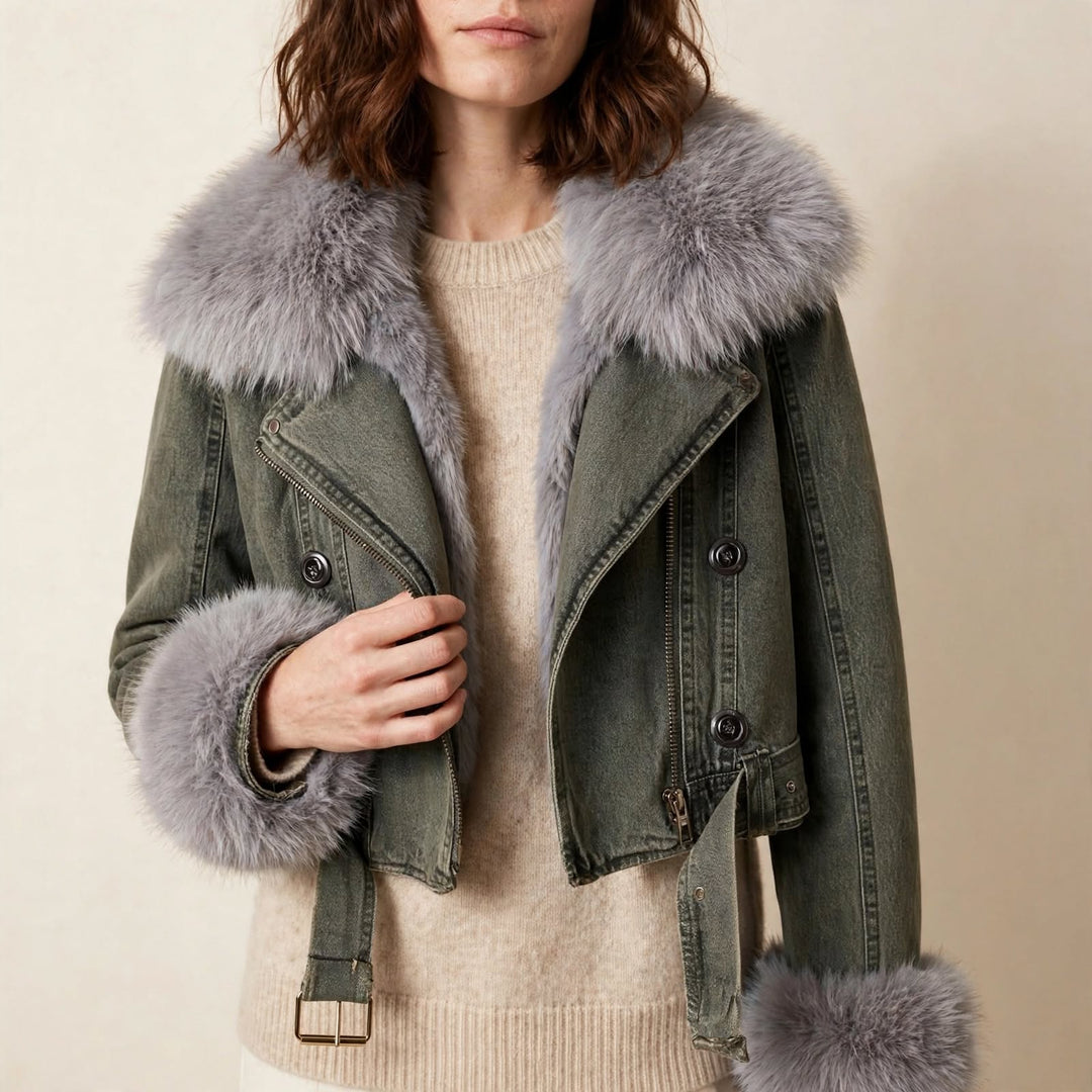 Cosima Fur-Lined Denim Coat