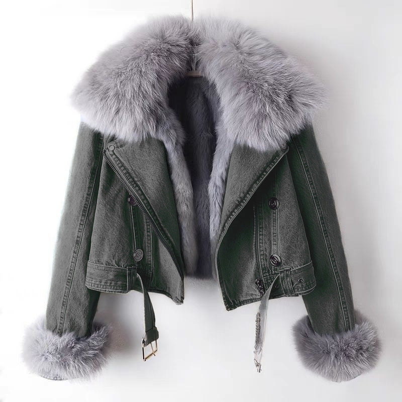 Cosima Fur-Lined Denim Coat