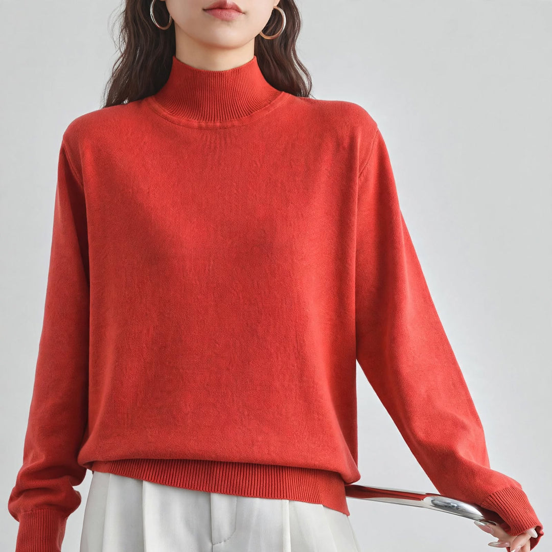 Neve Cotton Mock-Neck Sweater