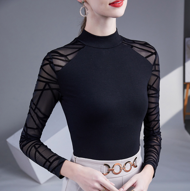 Vincetta Mesh-Sleeve Top