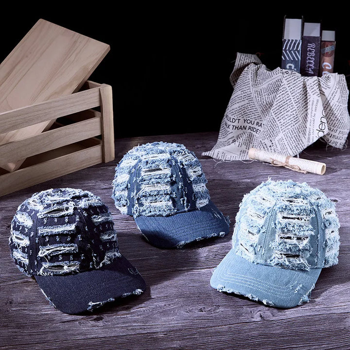Soft Denim Distressed Baseball Cap
