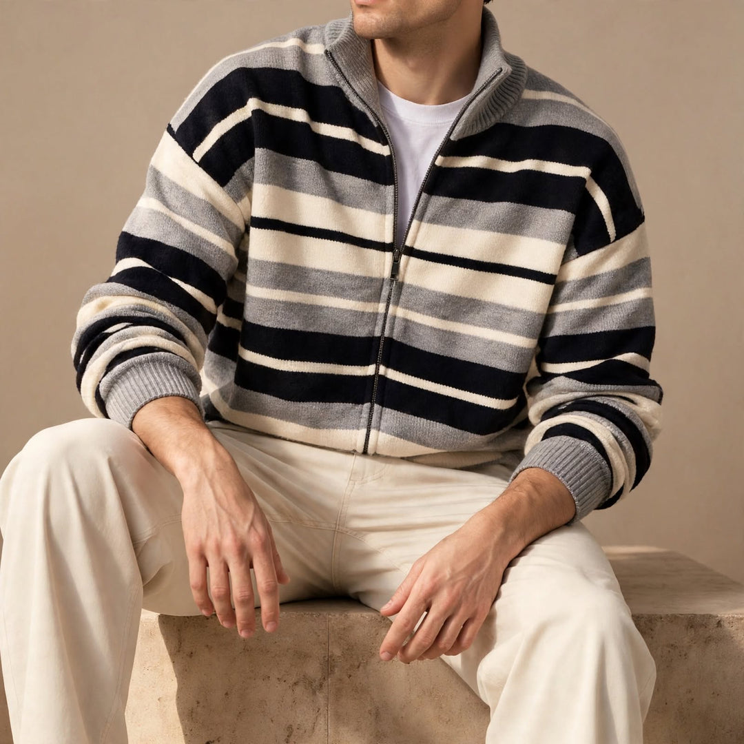 Fletcher Striped Zip Cardigan