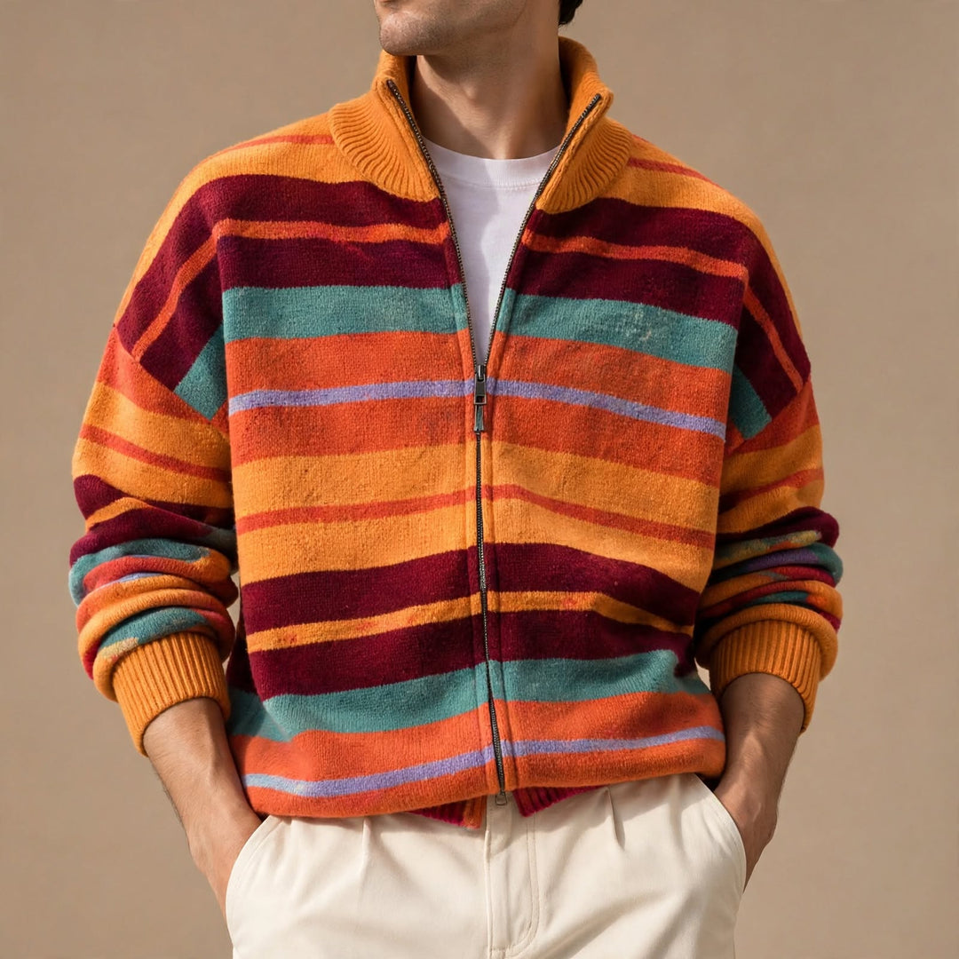 Fletcher Striped Zip Cardigan