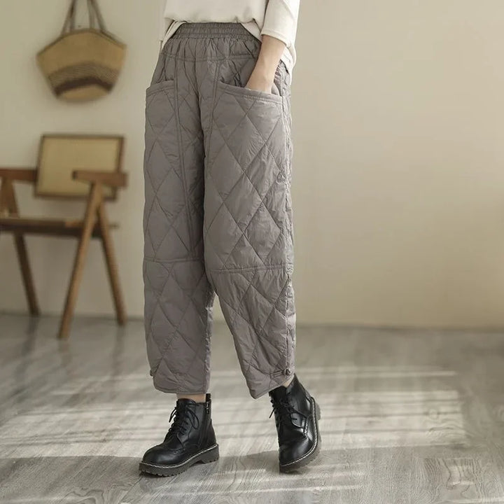 Nolan Diamond-Quilted Puff Pants