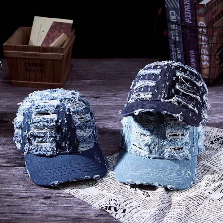 Soft Denim Distressed Baseball Cap