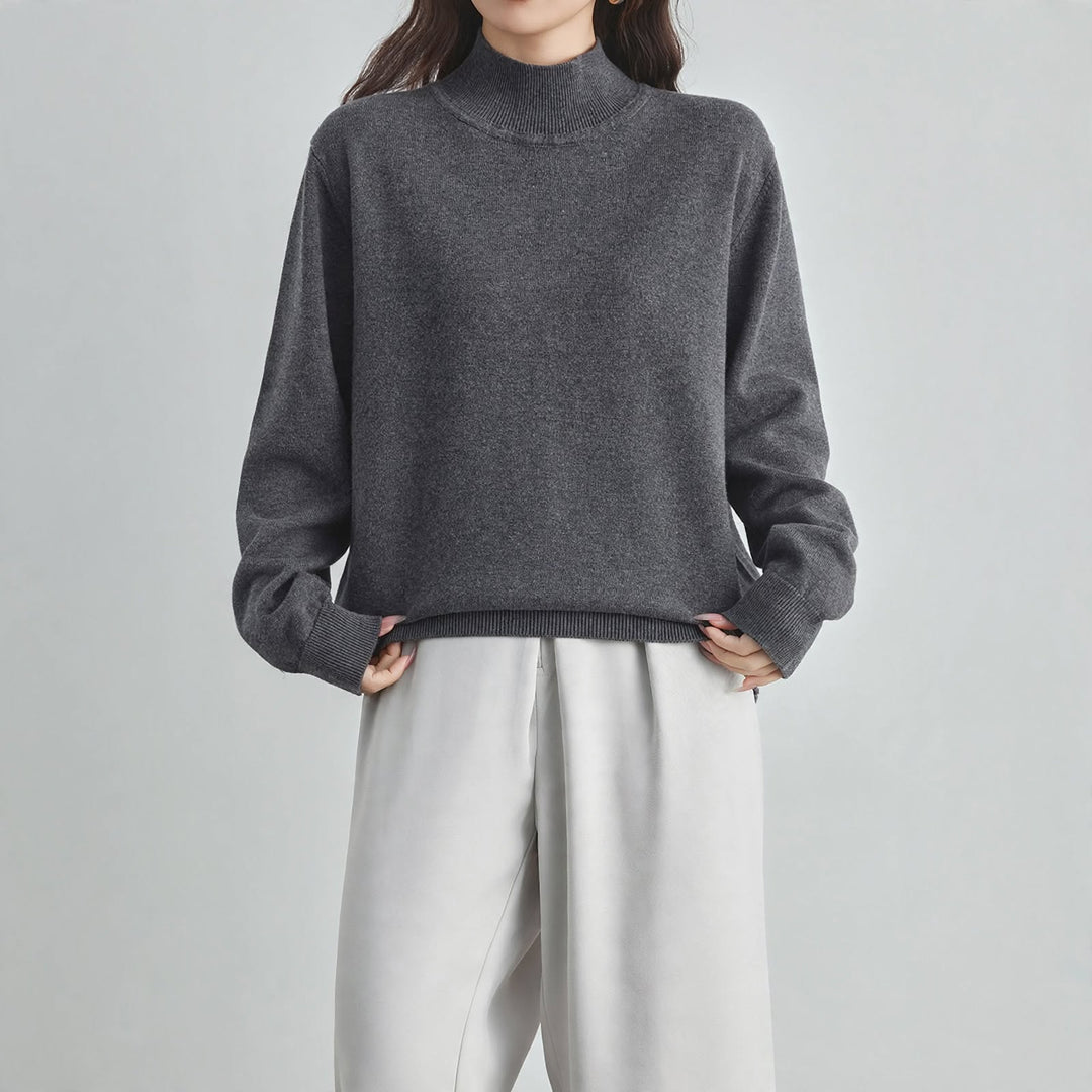 Neve Cotton Mock-Neck Sweater