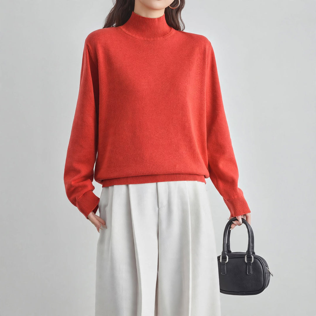 Neve Cotton Mock-Neck Sweater