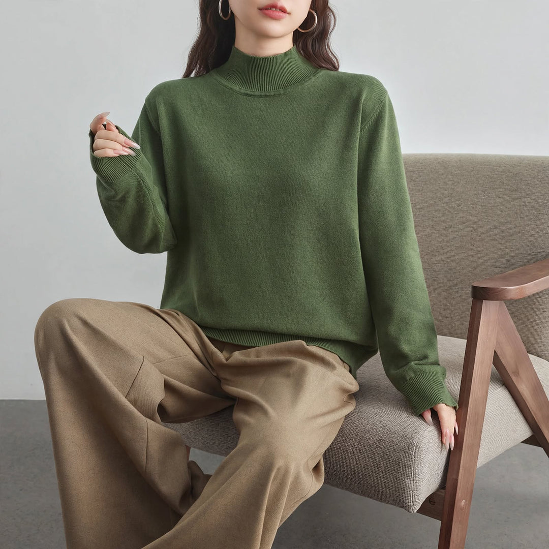 Neve Cotton Mock-Neck Sweater