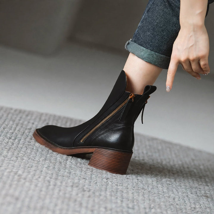 Hayworth Leather Zip Ankle Boots