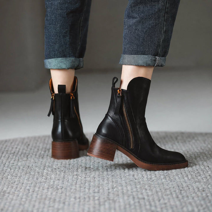 Hayworth Leather Zip Ankle Boots