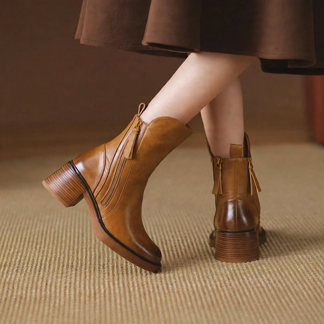 Hayworth Leather Zip Ankle Boots