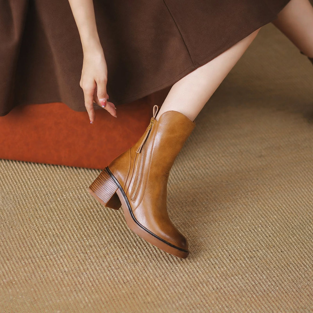 Hayworth Leather Zip Ankle Boots