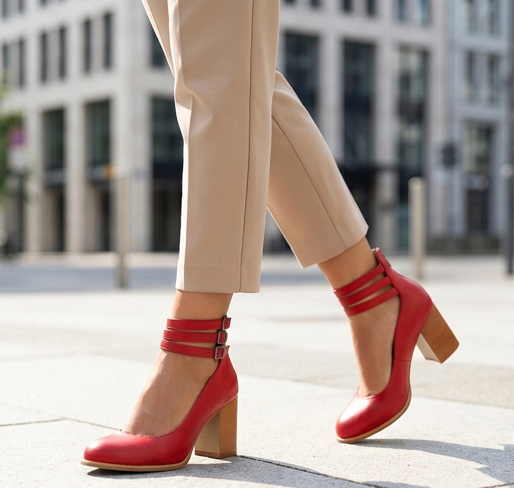 Lourena Triple Buckle Heels