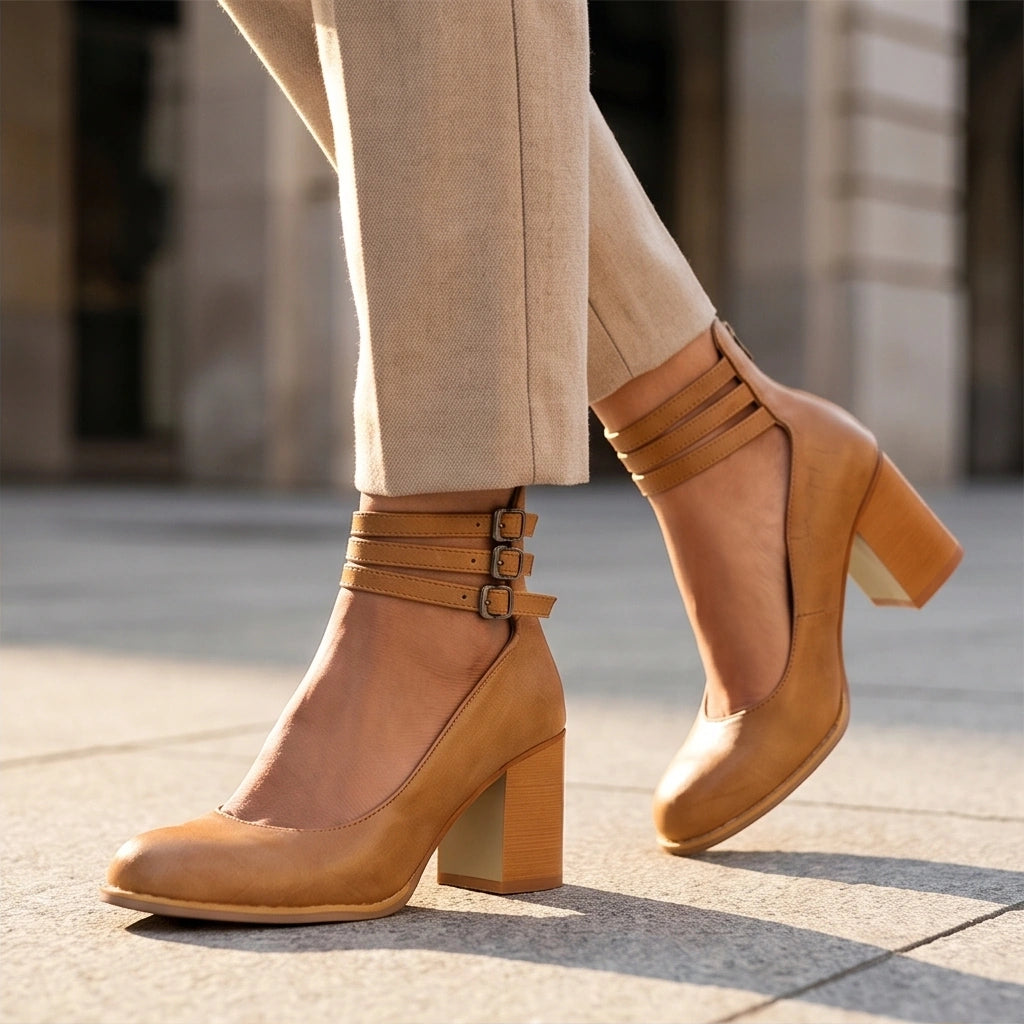 Lourena Triple Buckle Heels