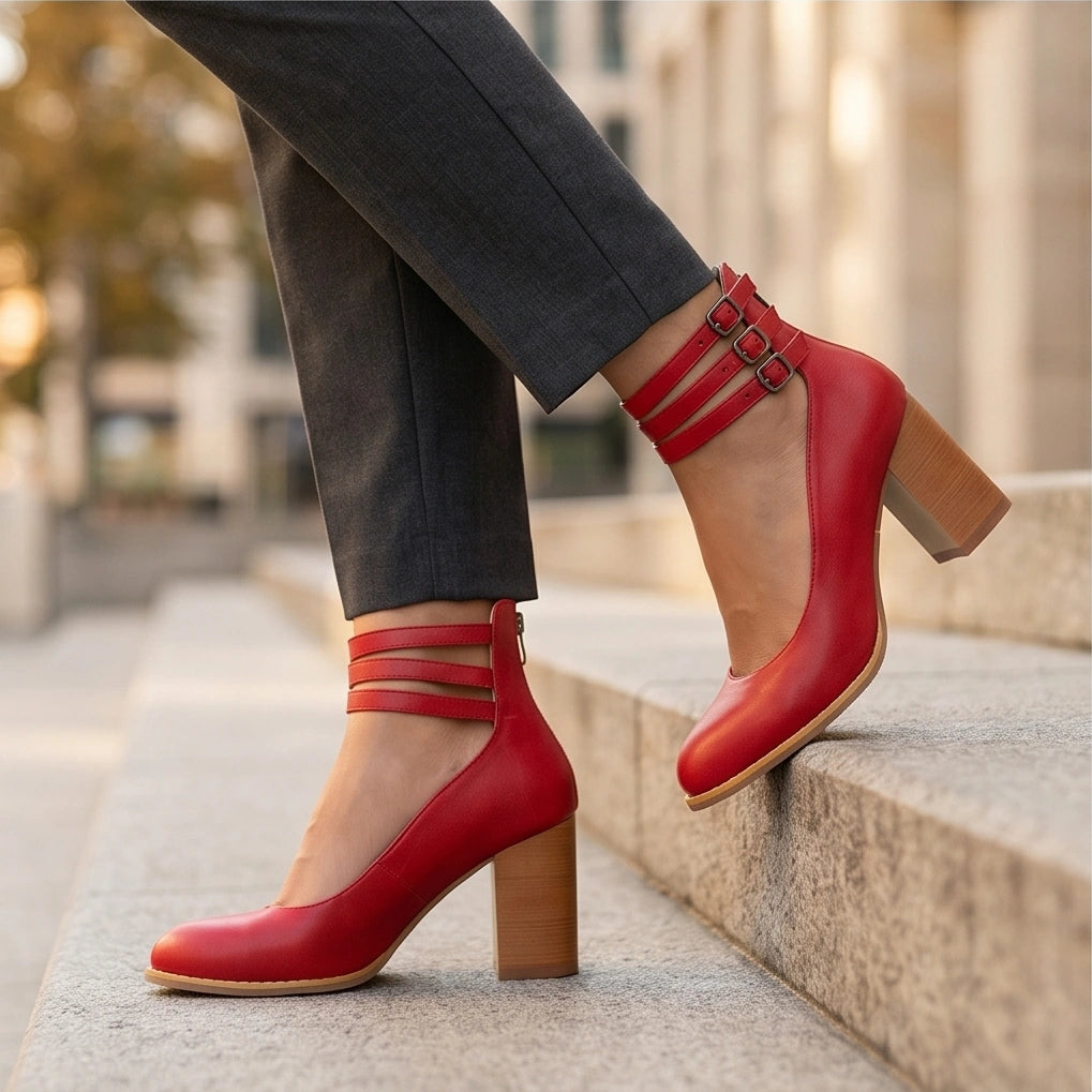 Lourena Triple Buckle Heels