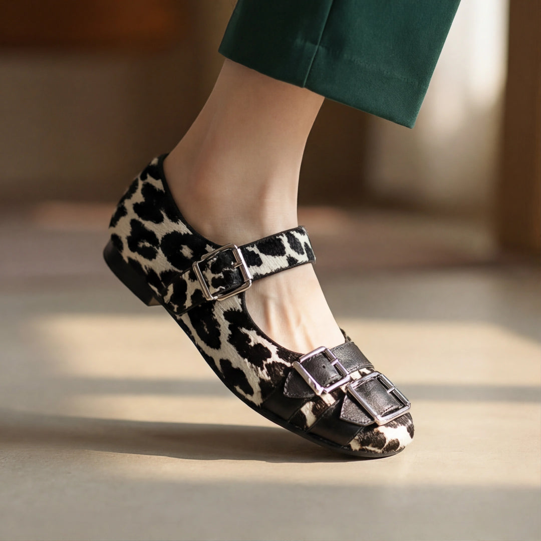 Rossini Buckle Print Flats