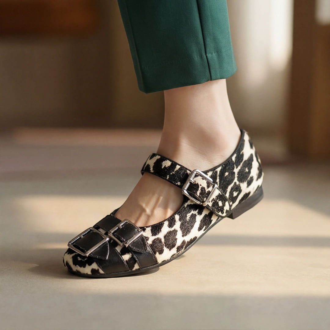 Rossini Buckle Print Flats