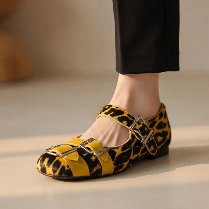 Rossini Buckle Print Flats