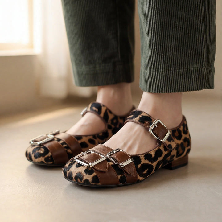 Rossini Buckle Print Flats
