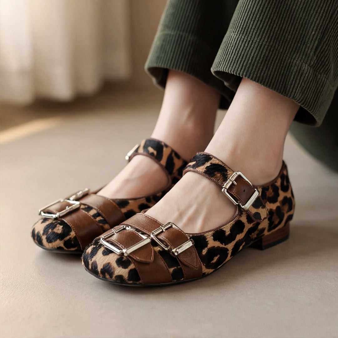 Rossini Buckle Print Flats