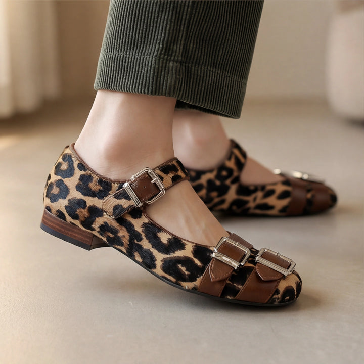 Rossini Buckle Print Flats